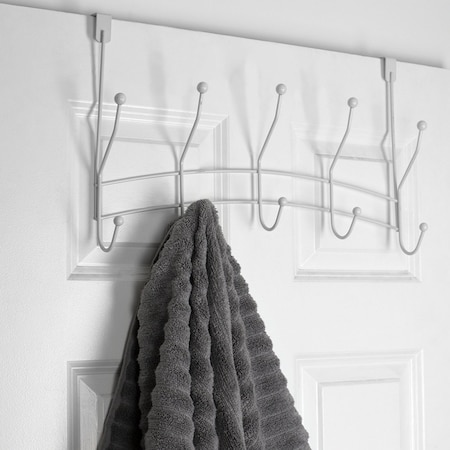 Home Basics Shelby 5 Hook Over the Door Hanging Rack, White DH47857